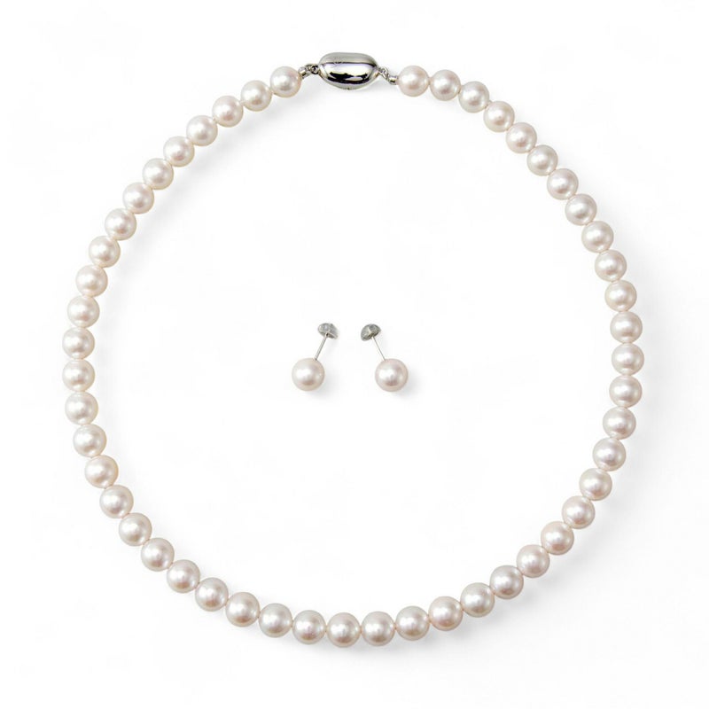 あこや真珠 ネックレス セット(ピアス/イヤリング付き) 8.0-8.5mm　B～CB～CB～C 《冠婚葬祭におすすめ》 本真珠 2点セット[n2][当店人気No.1 ロングセラー]（パールネックレス 真珠ネックレス）（冠婚葬祭 フォーマル 入学式 卒業式 成人式）