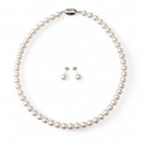 あこや真珠 ネックレス セット(ピアス/イヤリング付き) 7.5-8.0mm　B～CB～CB～C 《冠婚葬祭におすすめ》 本真珠 2点セット[n2][当店人気No.1 ロングセラー]（パールネックレス 真珠ネックレス）（冠婚葬祭 フォーマル 入学式 卒業式 成人式）