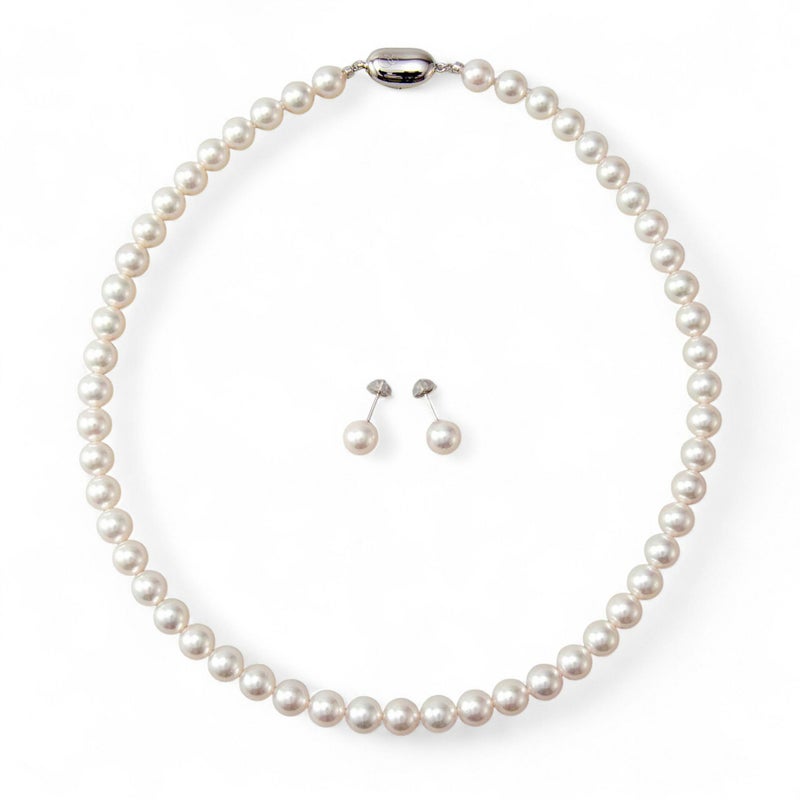 あこや真珠 ネックレス セット(ピアス/イヤリング付き) 7.5-8.0mm　B～CB～CB～C 《冠婚葬祭におすすめ》 本真珠 2点セット[n2][当店人気No.1 ロングセラー]（パールネックレス 真珠ネックレス）（冠婚葬祭 フォーマル 入学式 卒業式 成人式）