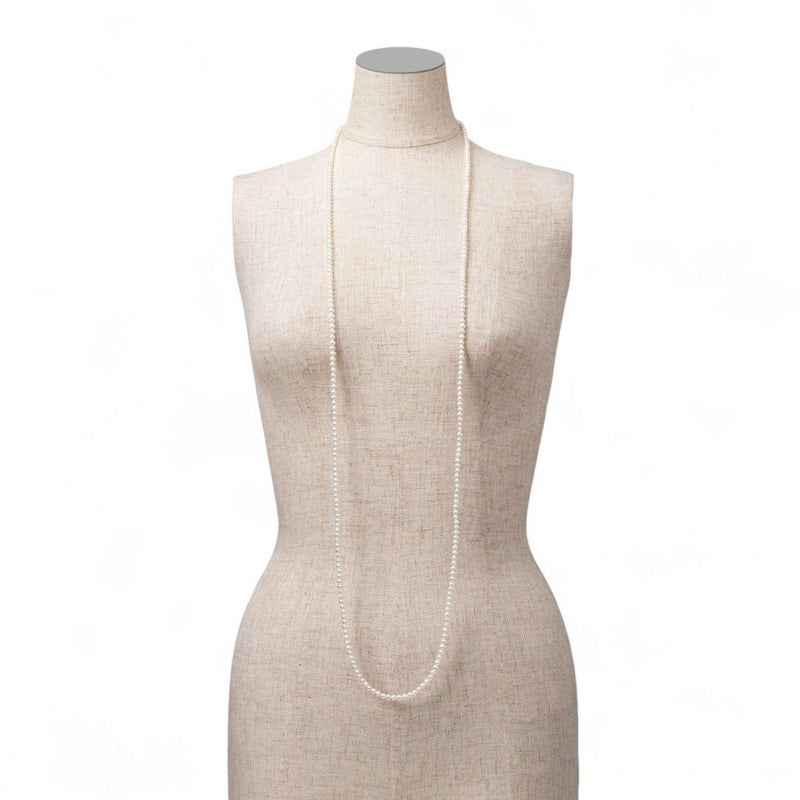 淡水真珠 ロングパールネックレス 120cm(3倍ロング) 4.0-5.0mm A～BB ポテト 引き輪(silver) [n4][11-972][120cm ロング][人気 ロングセラー]（真珠 ネックレス ベビーパール）（普段使い 大人カジュアル）