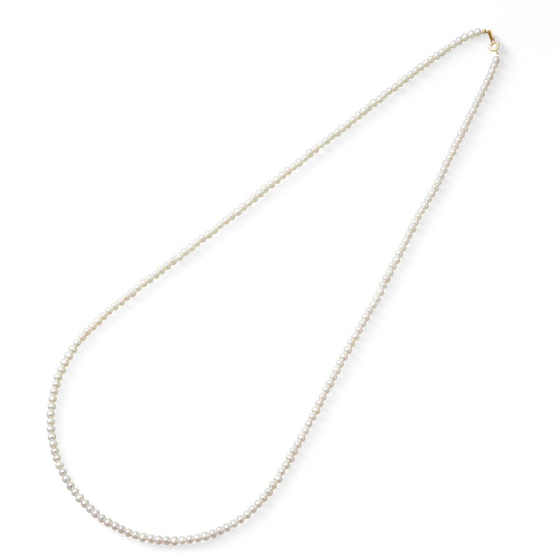 淡水真珠 ロングパールネックレス 80cm(2倍ロング) 4.0-5.0mm A～BB ポテト 引き輪(silver) [n4][11-971][80cm ロング][人気 ロングセラー]（真珠 ネックレス ベビーパール）（普段使い 大人カジュアル）
