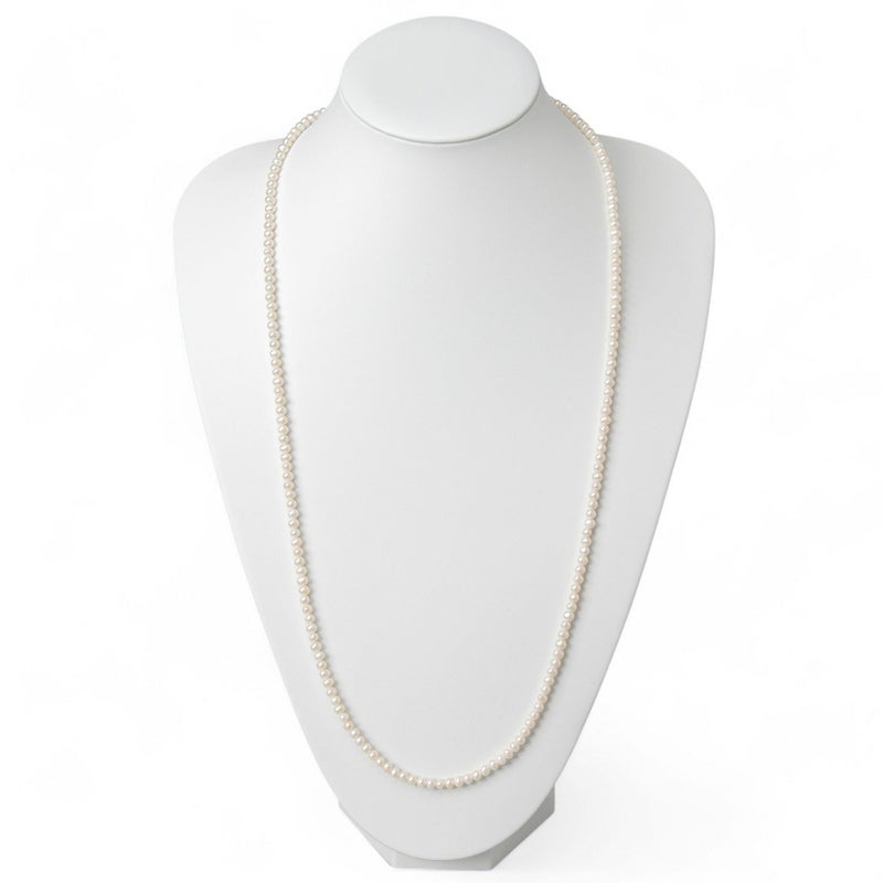 淡水真珠 ロングパールネックレス 80cm(2倍ロング) 4.0-5.0mm A～BB ポテト 引き輪(silver) [n4][11-971][80cm ロング][人気 ロングセラー]（真珠 ネックレス ベビーパール）（普段使い 大人カジュアル）