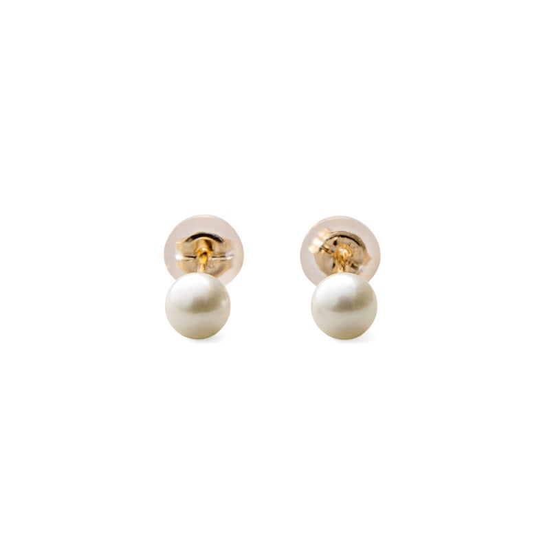 あこや真珠 スタッドピアス4.5-5.0mm K14WG/K18YG