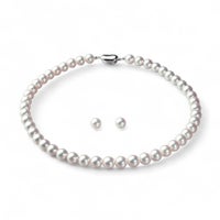 花珠真珠 ネックレス 2点セット 8.5-9.0mm ≪トップクオリティ花珠≫ 最高品質 AAA 花珠鑑別書付  パールネックレス パールピアス イヤリング [n5][80-4501]（真珠ネックレス アコヤ真珠 本真珠）（冠婚葬祭 フォーマル 入学式 卒業式 成人式 厄除け 結納 贈答）