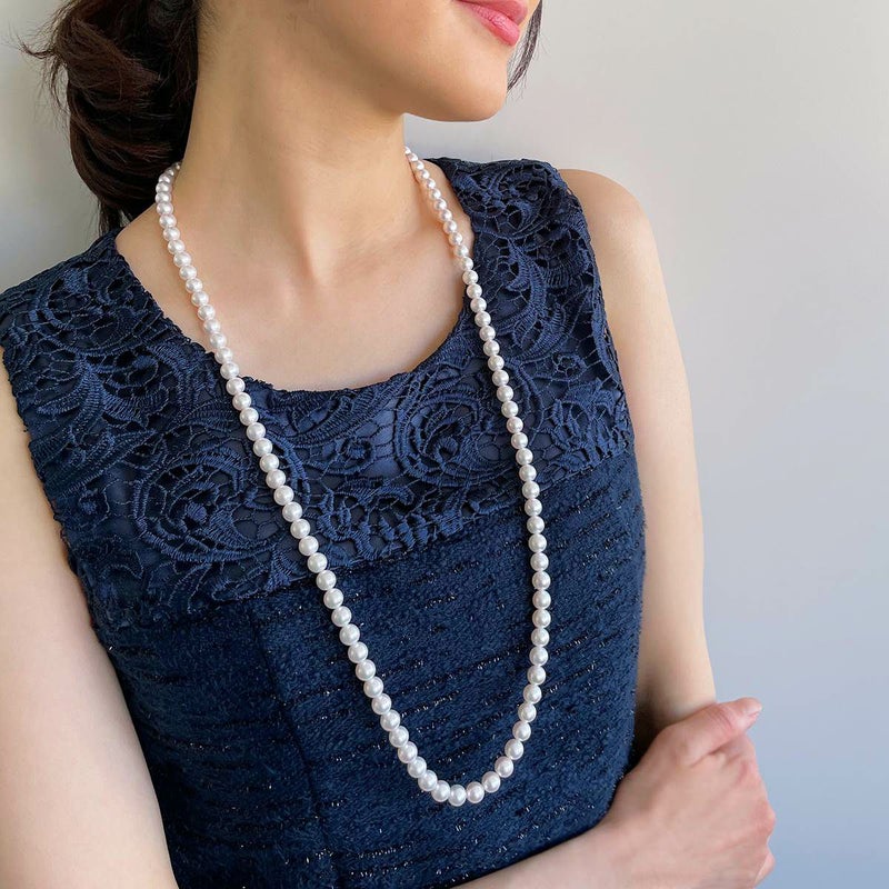 花珠真珠 ロングネックレス  80cm 7.5-8.0mm ≪グッドクオリティ花珠≫ AAA 花珠鑑別書付 ロングパールネックレス[80cm ロング][n5][1-5216]（真珠ネックレス アコヤ真珠 本真珠 高品質 ）（冠婚葬祭 フォーマル  パーティー 入学式 卒業式 厄除け）