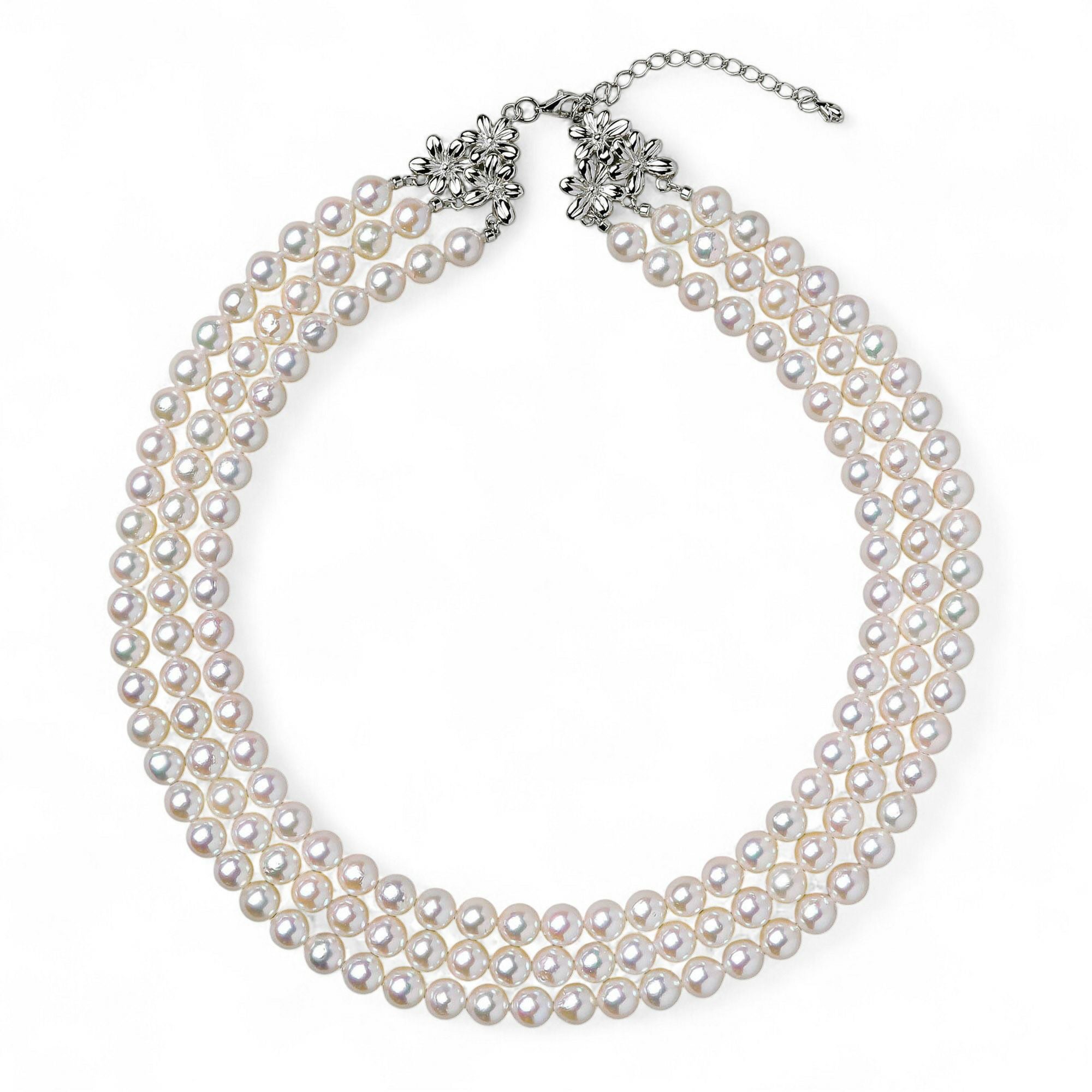 あこや真珠 3連 ネックレス7.5-8.0mm 多連 | 7.0-8.0mm