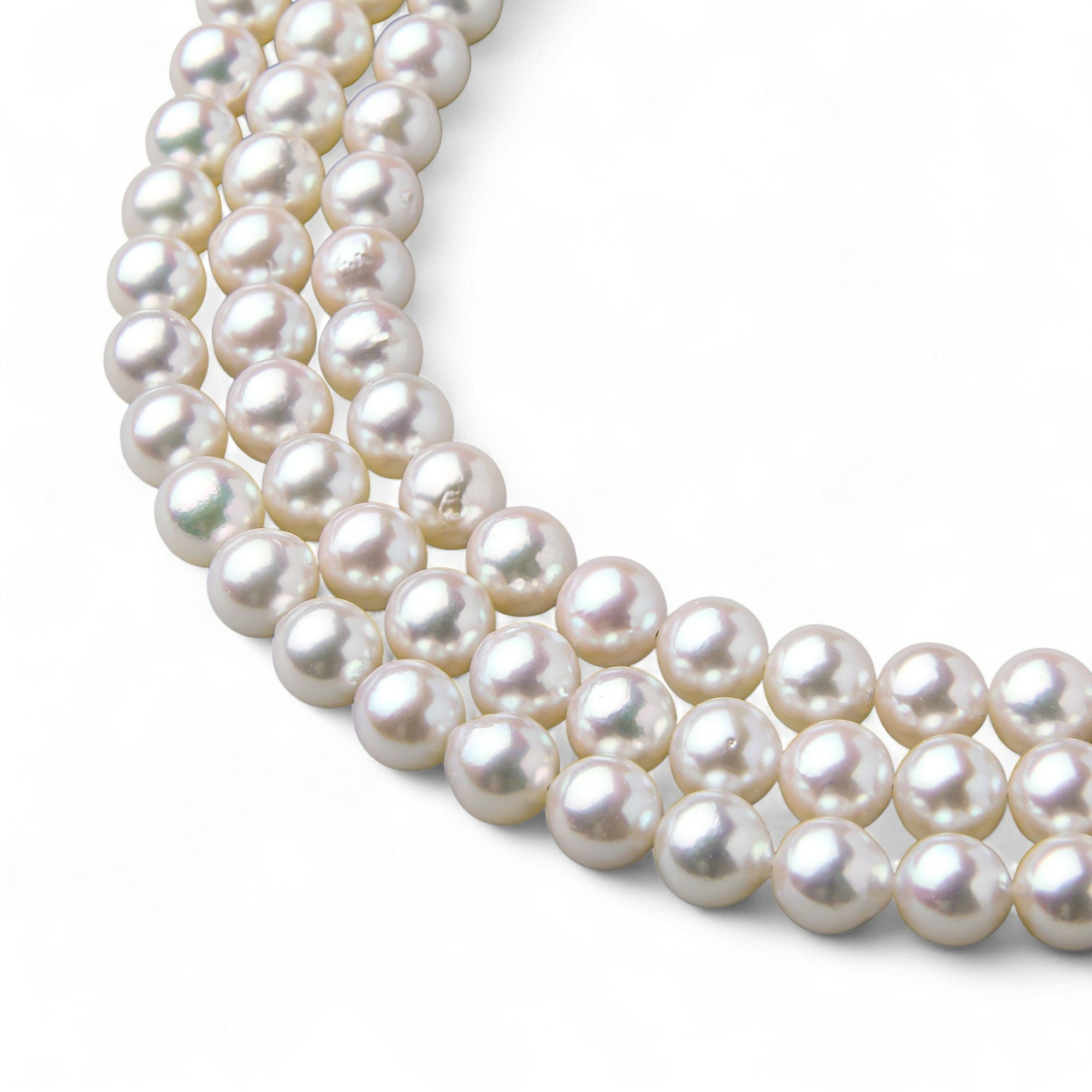 あこや真珠 3連 ネックレス7.5-8.0mm 多連 | 7.0-8.0mm