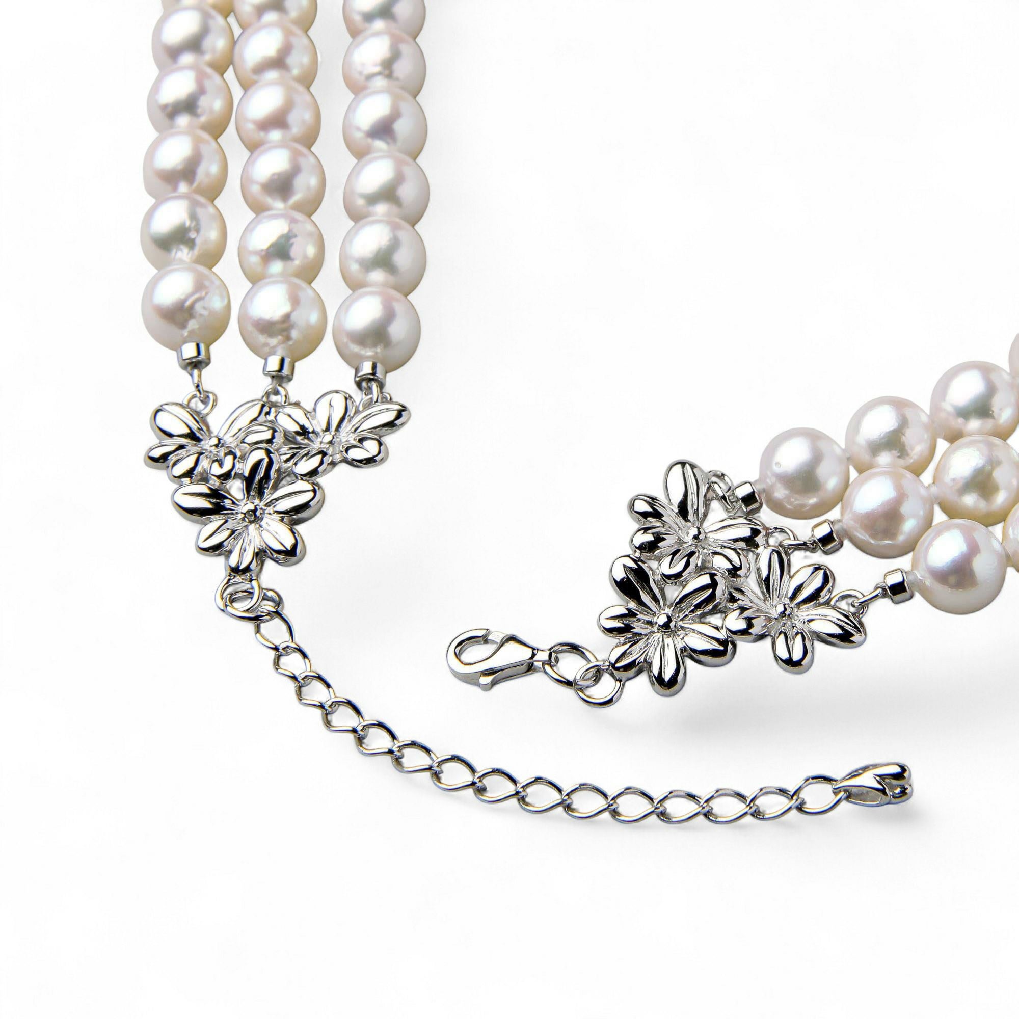 あこや真珠 3連 ネックレス7.5-8.0mm 多連 | 7.0-8.0mm