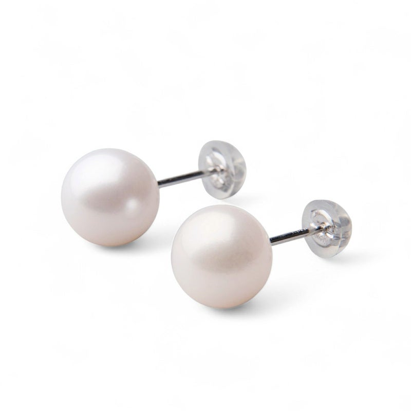 淡水真珠 パールピアス ホワイト系 9.0-9.5mm A～BB  K14WG ホワイトゴールド [n3][53-5038]（真珠 ピアス スタッド）（フォーマル 入学式）