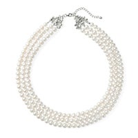 淡水真珠 3連ネックレス ジャッキーパール風 ホワイト系 6.5-7.0mm B～CC ポテト アジャスタークラスプ(silver) [n3](真珠 ネックレス）（パーティ フォーマル おしゃれ）6月誕生石