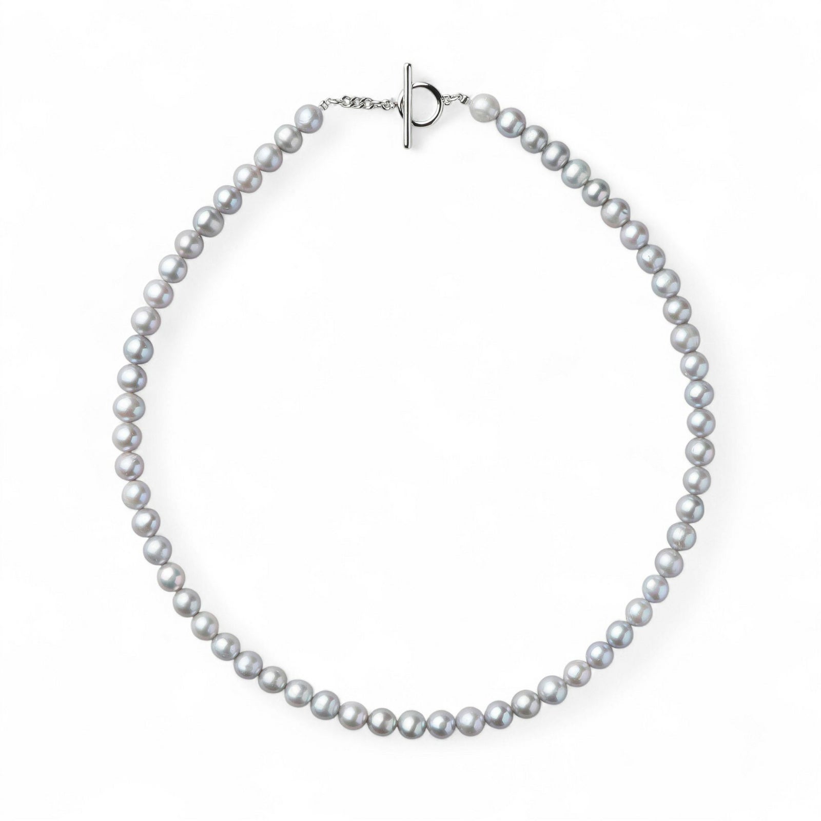 淡水真珠 ネックレス7.0-7.5mm　グレー