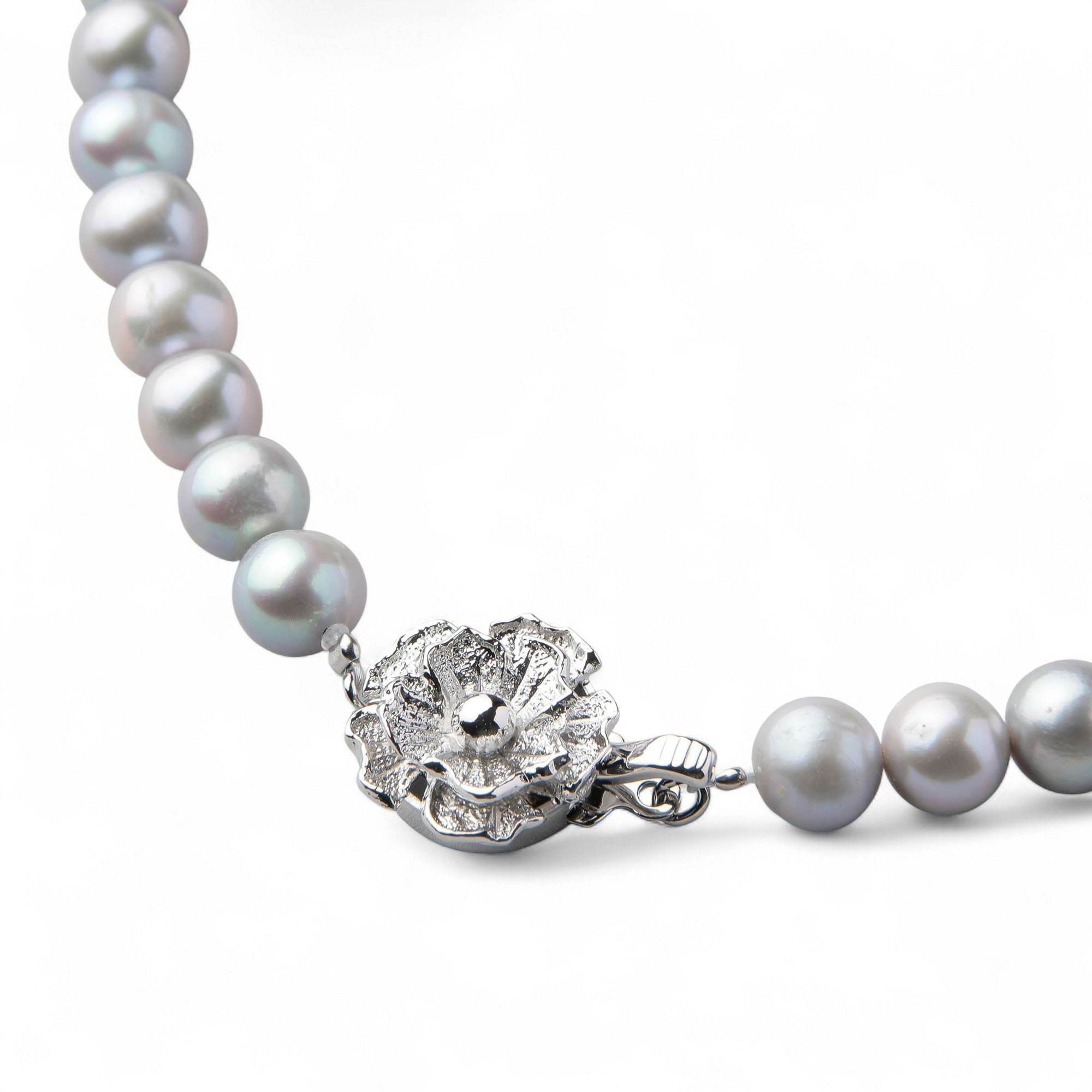 WEB限定】淡水真珠 ネックレス7.0-7.5mm グレー | 淡水真珠ネックレス