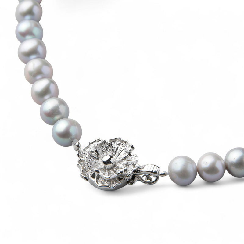 淡水真珠 ネックレス7.0-7.5mm　グレー