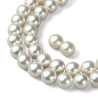 オーロラ花珠真珠 無調色 ネックレス 2点セット 8.0-8.5mm ホワイト系(ナチュラル) ≪ハイクオリティ花珠≫ 高品質 AAA  花珠鑑別書付  パールネックレス パールピアス イヤリング [n5]（真珠ネックレス アコヤ真珠 本真珠）