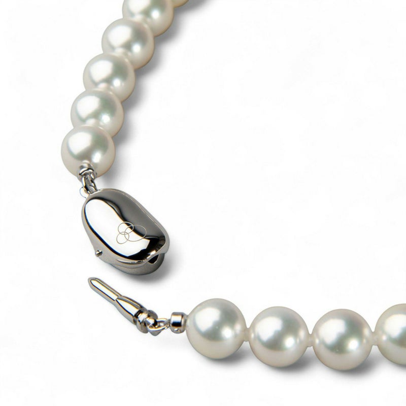 オーロラ花珠真珠 無調色 ネックレス 2点セット 8.0-8.5mm ホワイト系(ナチュラル) ≪ハイクオリティ花珠≫ 高品質 AAA  花珠鑑別書付  パールネックレス パールピアス イヤリング [n5]（真珠ネックレス アコヤ真珠 本真珠）