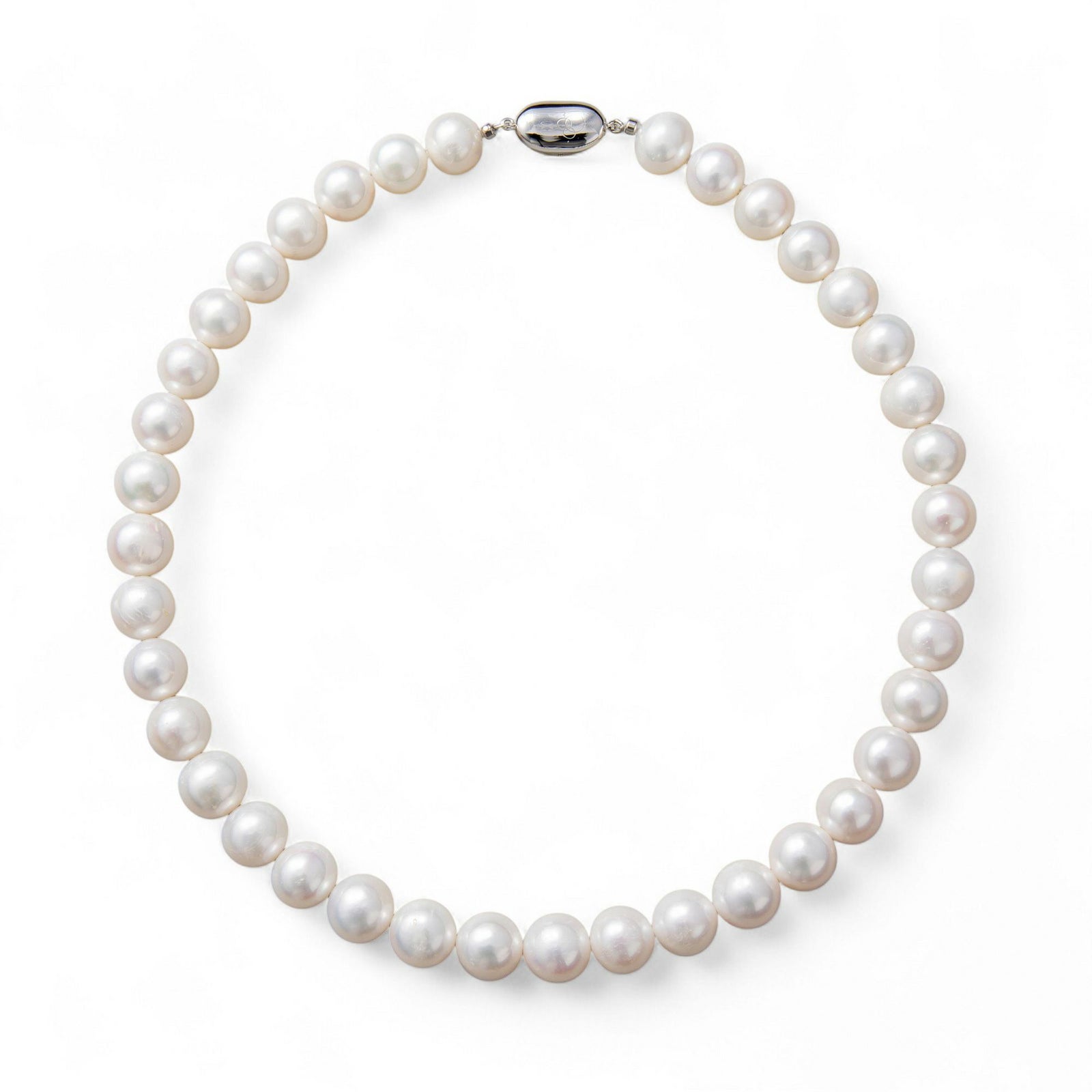 希少な大珠◇ 淡水真珠 パールネックレス ホワイト系 10.5-11.5mm 超大珠 A～BC  セミラウンド～オーバル　ビーンズクラスプ(silver) [n3] （本真珠 ネックレス）（冠婚葬祭 フォーマル 入学式 卒業式 成人式）