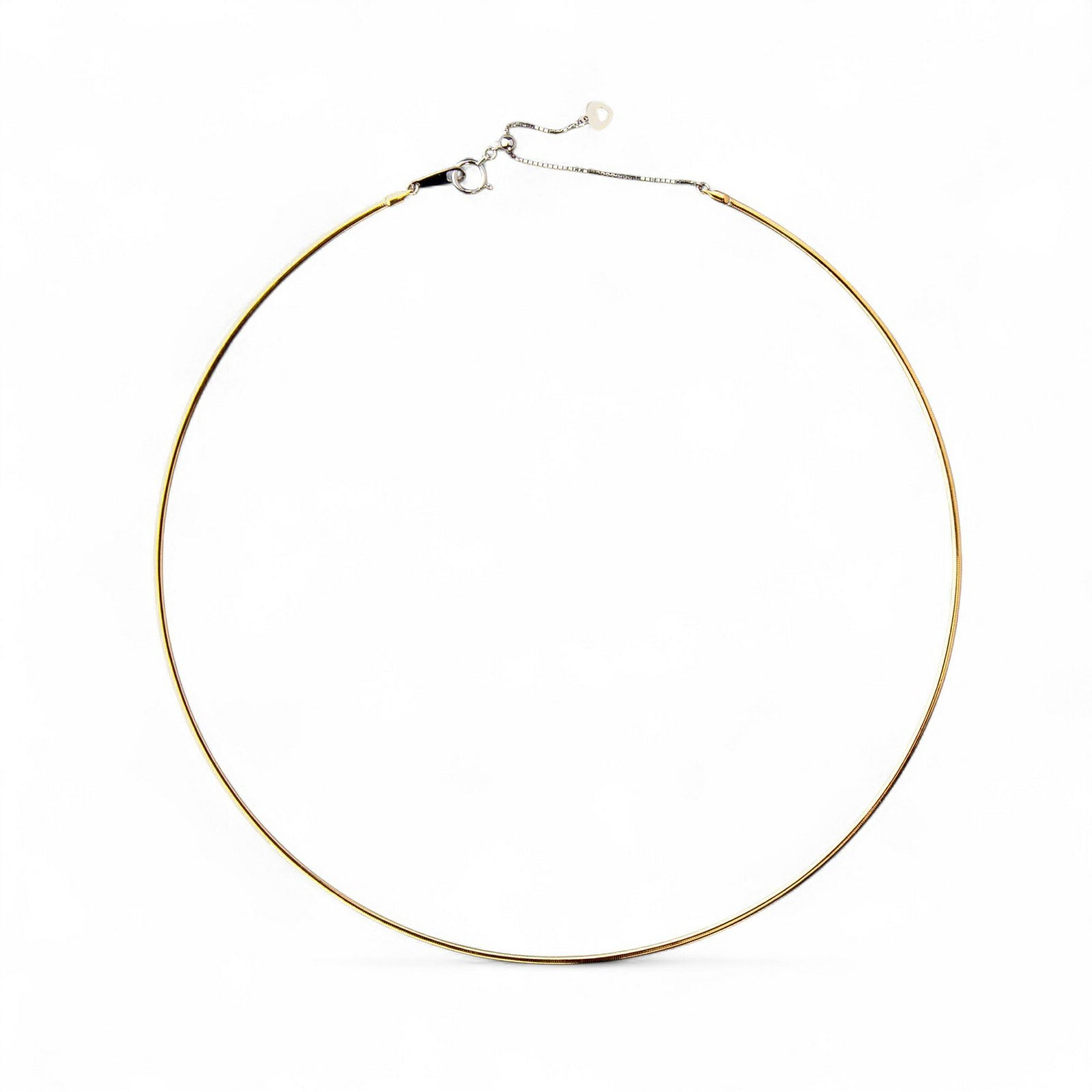 オメガネックレス K18WG/K18YG リバーシブル 形状記憶タイプ 太さ1.4～1.5mm 長さ43cm スライド式(38～43cmまで調整可) ゴールド [n4]（オメガチェーン 18金）