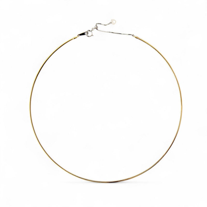 オメガネックレス K18WG/K18YG リバーシブル 形状記憶タイプ 太さ1.4～1.5mm 長さ43cm スライド式(38～43cmまで調整可) ゴールド [n4]（オメガチェーン 18金）