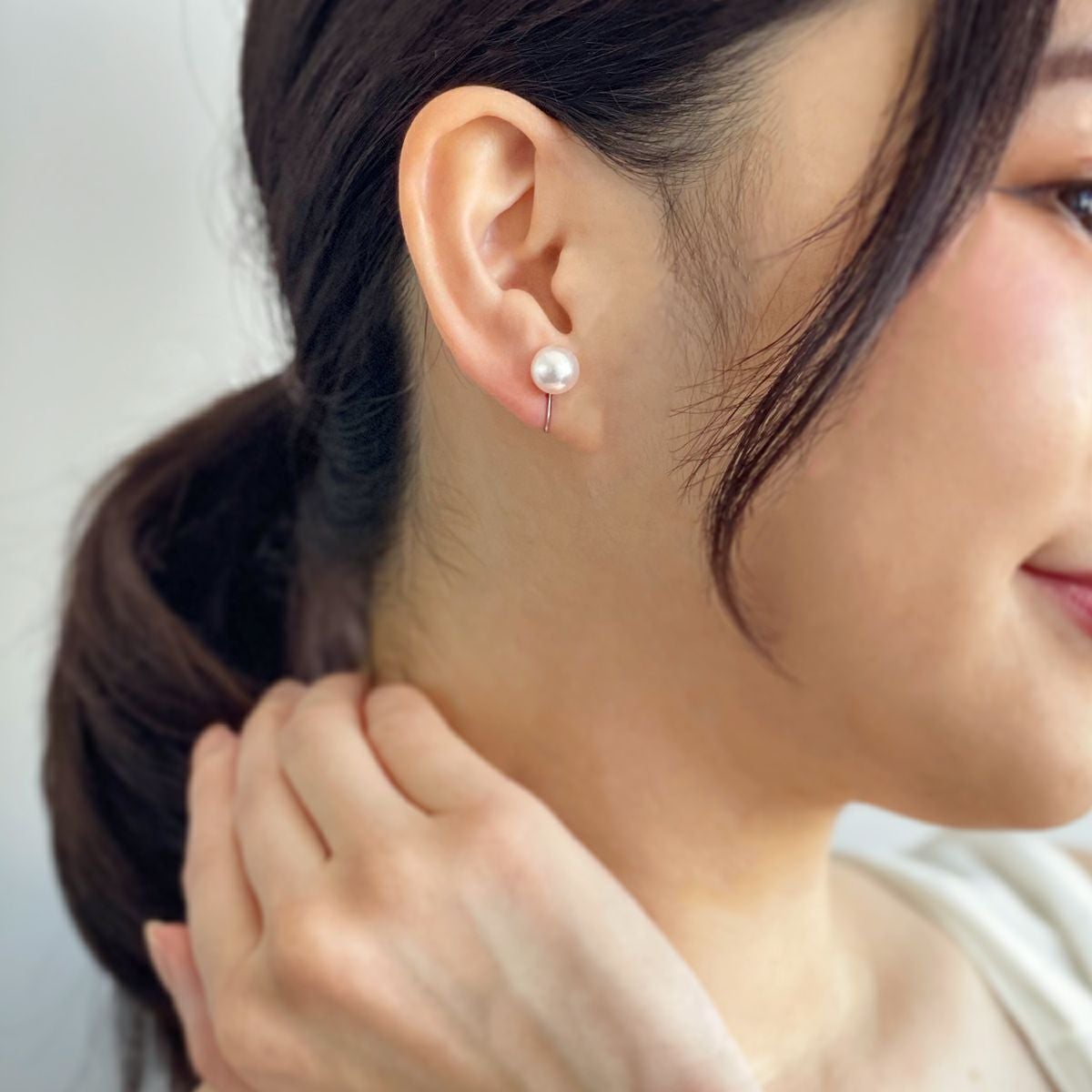 オーロラ花珠真珠 イヤリング8.5-9.0mm K14WG | WSP（ダブルエスピー