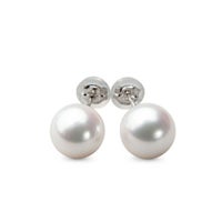オーロラ花珠真珠 鑑別書付 パールピアス ホワイト系 8.5-9.0mm AAA Pt900 プラチナ[n4]（あこや真珠 ピアス スタッド）（冠婚葬祭 フォーマル 記念日 プレゼント）
