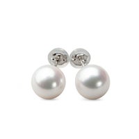 あこや真珠 パールピアス ホワイト系 8.5-9.0mm AAB  Pt900 プラチナ [n3]（真珠 ピアス スタッド）（冠婚葬祭 フォーマル 入学式 卒業式 成人式）