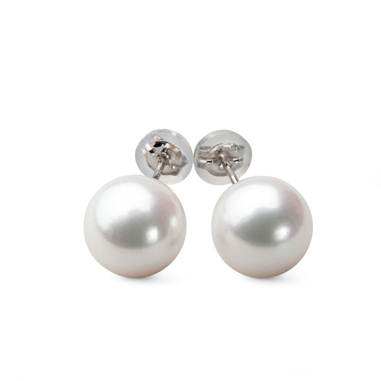 オーロラ花珠真珠 鑑別書付 スタッドパールピアス ホワイト系 9.0-9.5mm AAA Pt900 プラチナ 稀少な大珠 [n4][高品質 プレミアム]（53-5065）