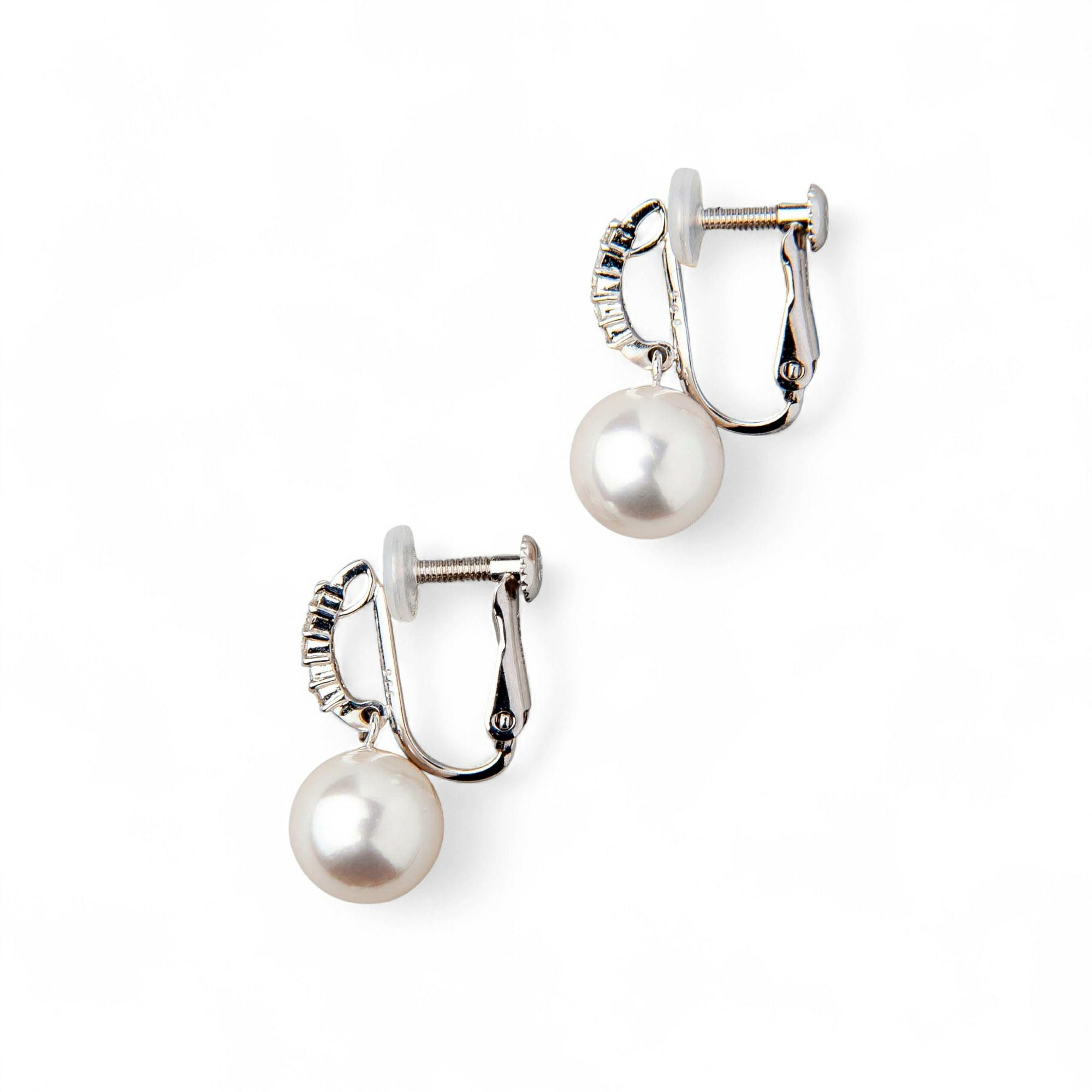 オーロラ花珠真珠 イヤリング8.0-8.5mm K18WG [WSP] | 花珠真珠ピアス