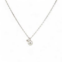 GINGERmirror(2017年春号)掲載★ K18/K18WG ベビーパール×一粒ダイヤモンド ネックレス ～Felice(フェリーチェ)～ あこや真珠 4.5-5.0mm 0.03ct 40cmチェーン[n4]（プレゼントにおすすめ）6月誕生石