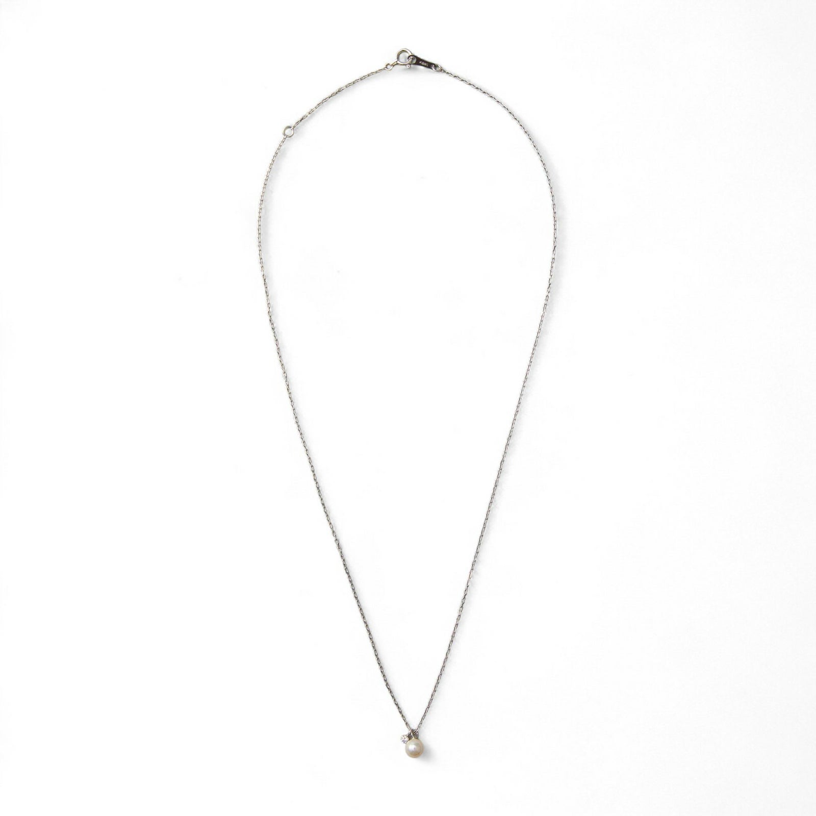 GINGERmirror(2017年春号)掲載★ K18/K18WG ベビーパール×一粒ダイヤモンド ネックレス ～Felice(フェリーチェ)～ あこや真珠 4.5-5.0mm 0.03ct 40cmチェーン[n4]（プレゼントにおすすめ）6月誕生石