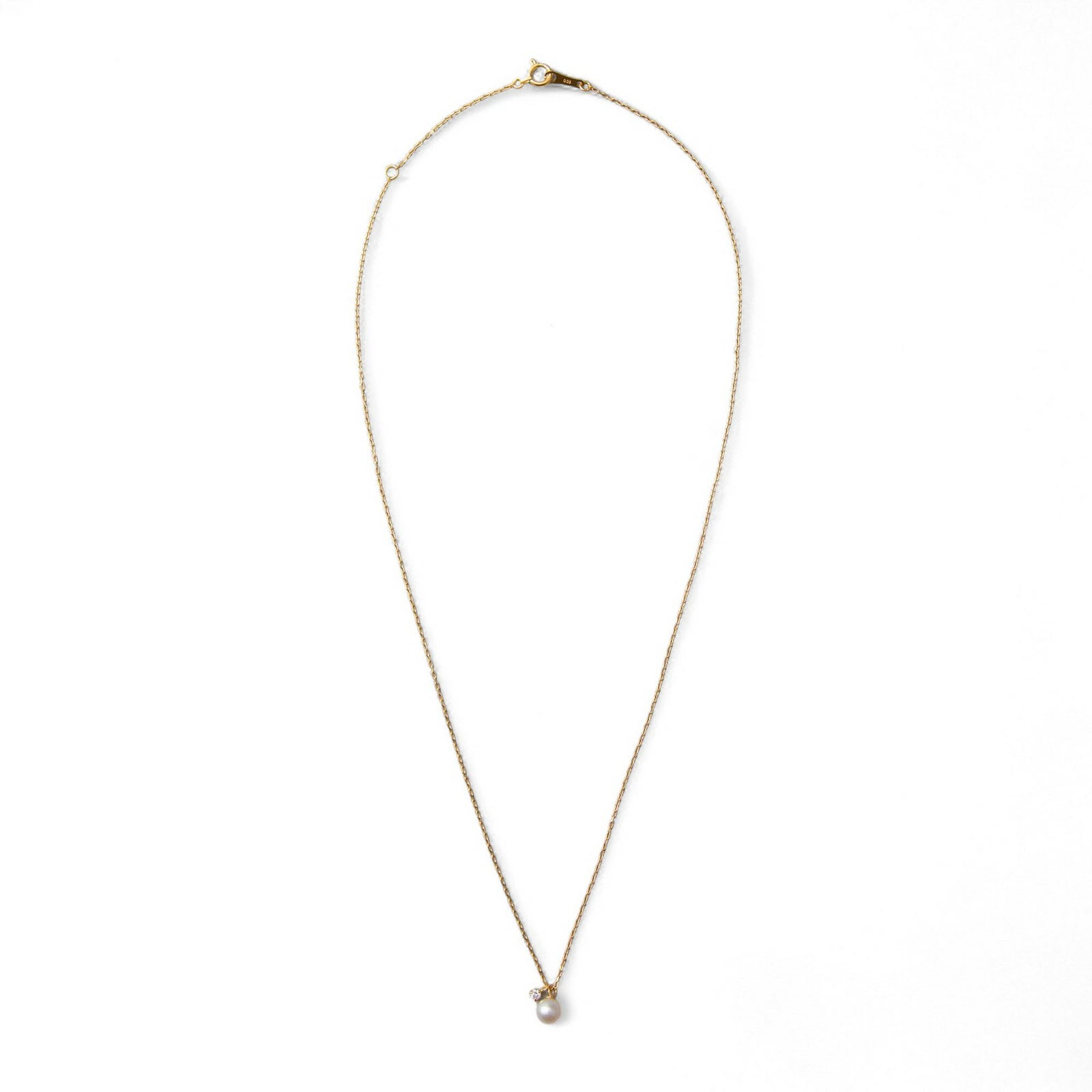 GINGERmirror(2017年春号)掲載★ K18/K18WG ベビーパール×一粒ダイヤモンド ネックレス ～Felice(フェリーチェ)～ あこや真珠 4.5-5.0mm 0.03ct 40cmチェーン[n4]（プレゼントにおすすめ）6月誕生石