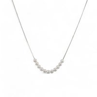 雑誌掲載★ K18/K18WG ベビーパール 11粒 スルーネックレス ～SMILEY(スマイリー)～ あこや真珠 ホワイト系 3.5-4.0mm ベネチアンチェーン 40cm[n4] (真珠 パール ネックレス ペンダント)（プレゼント スマイル ネックレス）6月誕生石