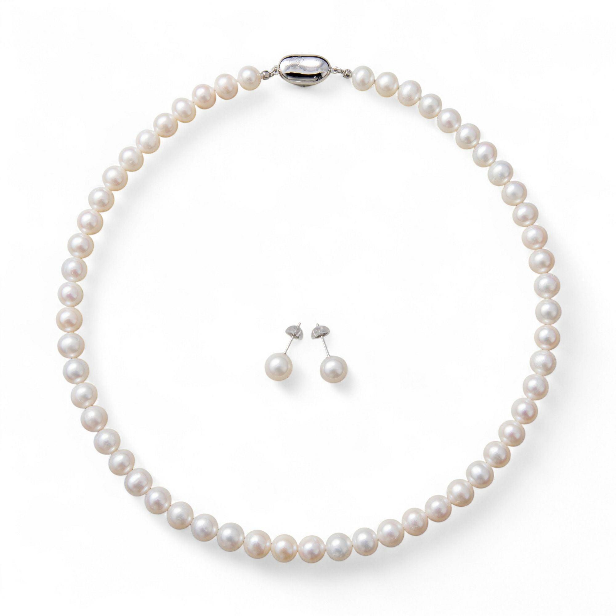 淡水真珠 ネックレスセット7.5-8.0mm ステンレスクラスプ | 淡水真珠
