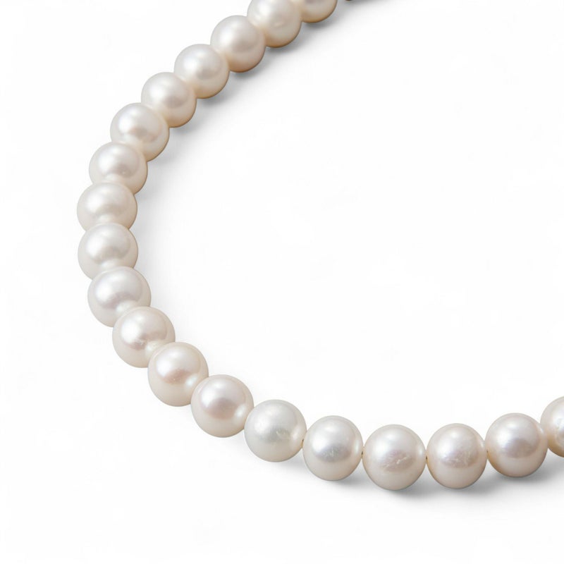 淡水パール ネックレス&ピアス(イヤリング) 2点セット ホワイト系 7.5-8.0mm/8.0-8.5mm BB～C ポテト/ラウンド  [n2][人気 ロングセラー]（真珠ネックレス パールネックレス 本真珠）（冠婚葬祭 フォーマル 入学式 卒業式 成人式）