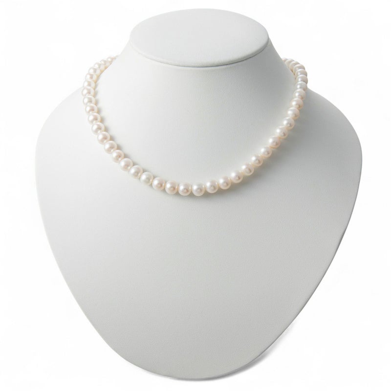 淡水パール ネックレス&ピアス(イヤリング) 2点セット ホワイト系 7.5-8.0mm/8.0-8.5mm BB～C ポテト/ラウンド  [n2][人気 ロングセラー]（真珠ネックレス パールネックレス 本真珠）（冠婚葬祭 フォーマル 入学式 卒業式 成人式）