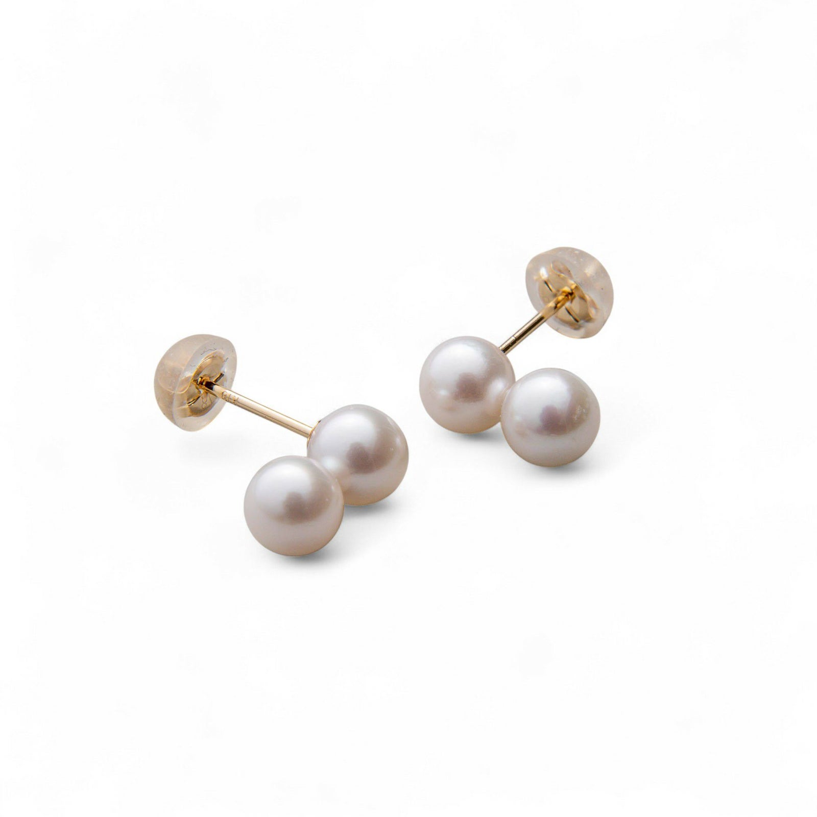  Carina あこや真珠 2粒ピアス5.5-6.0mm K14WG/K18YG