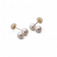 Carina あこや真珠 2粒ピアス5.5-6.0mm K14WG/K18YG | WSP（ダブル 