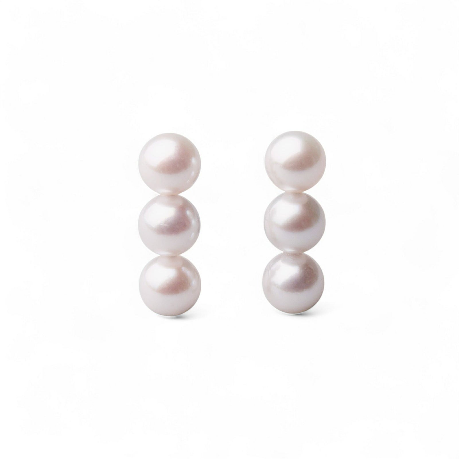 Carina あこや真珠 3粒ピアス5.0-6.0mm K14WG/K18YG