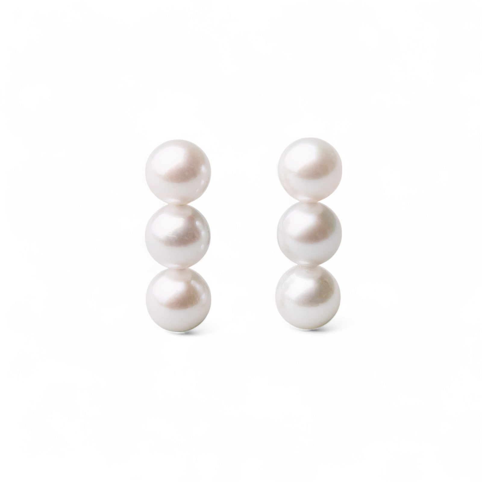 Carina あこや真珠 3粒ピアス5.0-6.0mm K14WG/K18YG