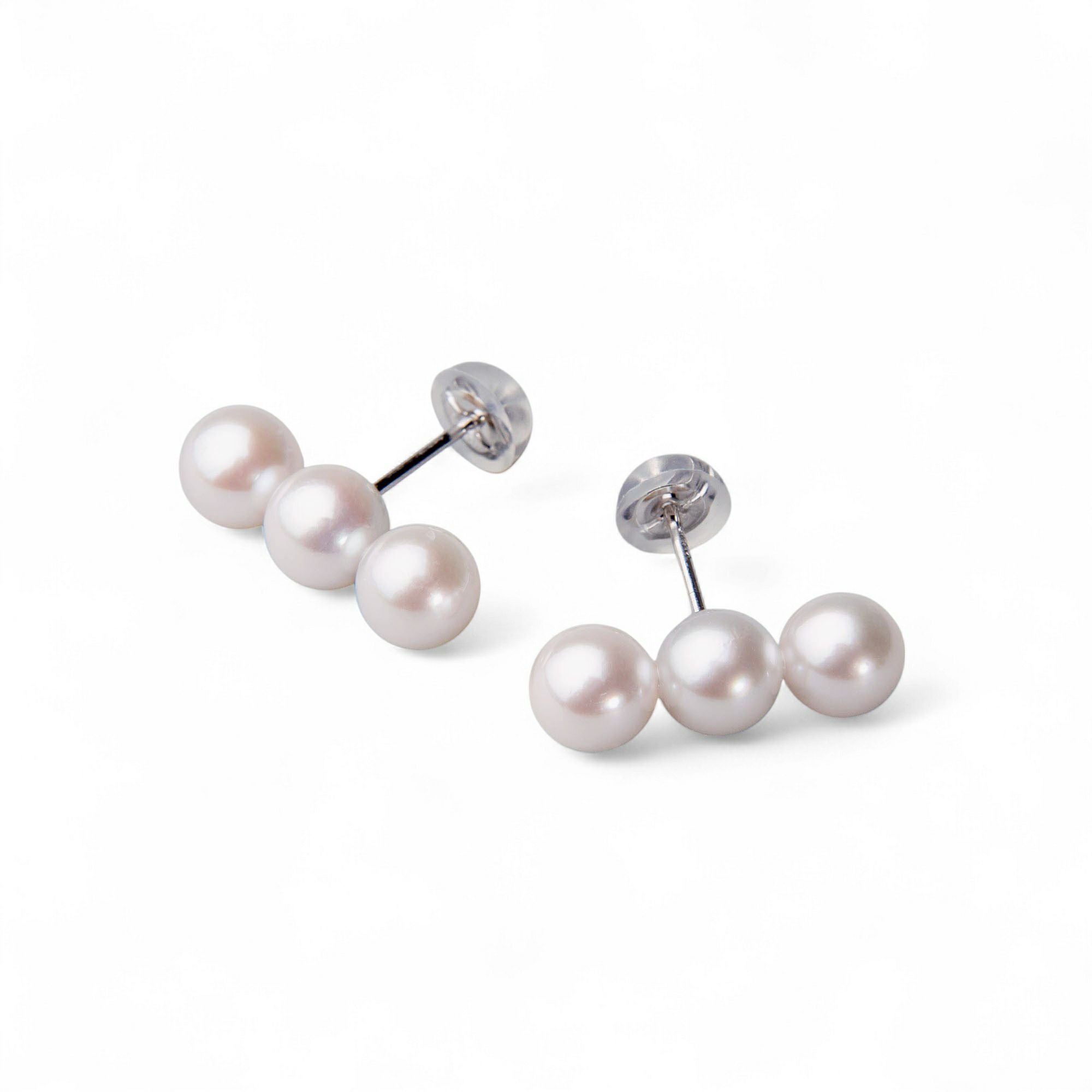 Carina あこや真珠 3粒ピアス5.0-6.0mm K14WG/K18YG | あこや真珠
