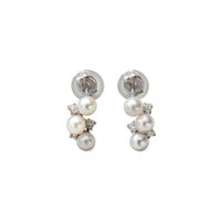 K14WG ベビーパール×ダイヤ スタッドデザインピアス ～Petit Claire(プチクレール)～ あこや真珠 ホワイト系 3.0-3.5mm 0.03ct×2【プレゼント・ギフトにオススメ】【ご購入特典/ジュエリークロス付き】[n5]（真珠 ピアス パールピアス）（プチクレール）6月誕生石