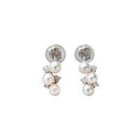 K14WG ベビーパール×ダイヤ スタッドデザインピアス ～Petit Claire(プチクレール)～ あこや真珠 ホワイト系 3.0-3.5mm 0.03ct×2【プレゼント・ギフトにオススメ】【ご購入特典/ジュエリークロス付き】[n5]（真珠 ピアス パールピアス）（プチクレール）6月誕生石