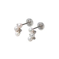 Petit Claire あこや真珠 ピアス3.0-3.5mm PT900 | WSP（ダブル 