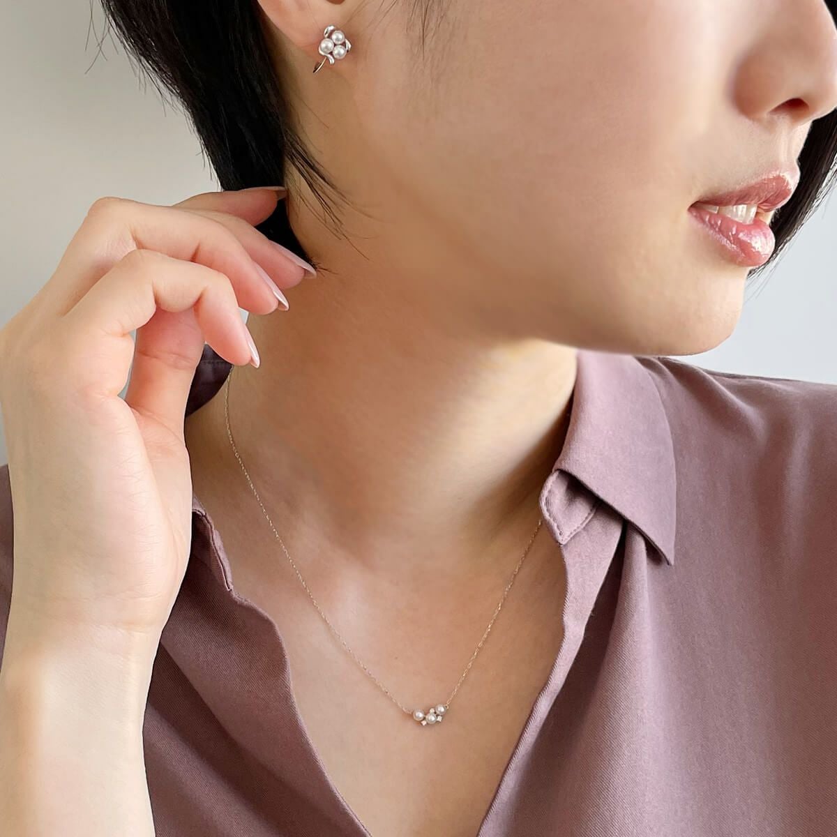 Petit Claire あこや真珠 イヤリング 3.0-3.5mm K14WG | WSP（ダブル