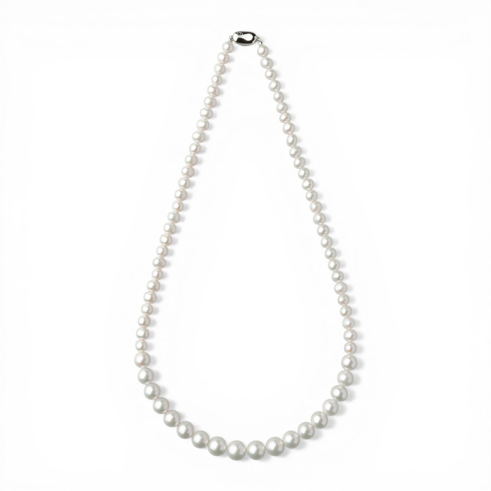 淡水真珠 ロングパールネックレス 60cm マチネーレングス ホワイト系 7.0-11.0mm A～BB～C  ポテト～オーバル ビーンズクラスプ(silver) [n2][60cm ロング][人気 ロングセラー]（フォーマル 入学式 卒業式）