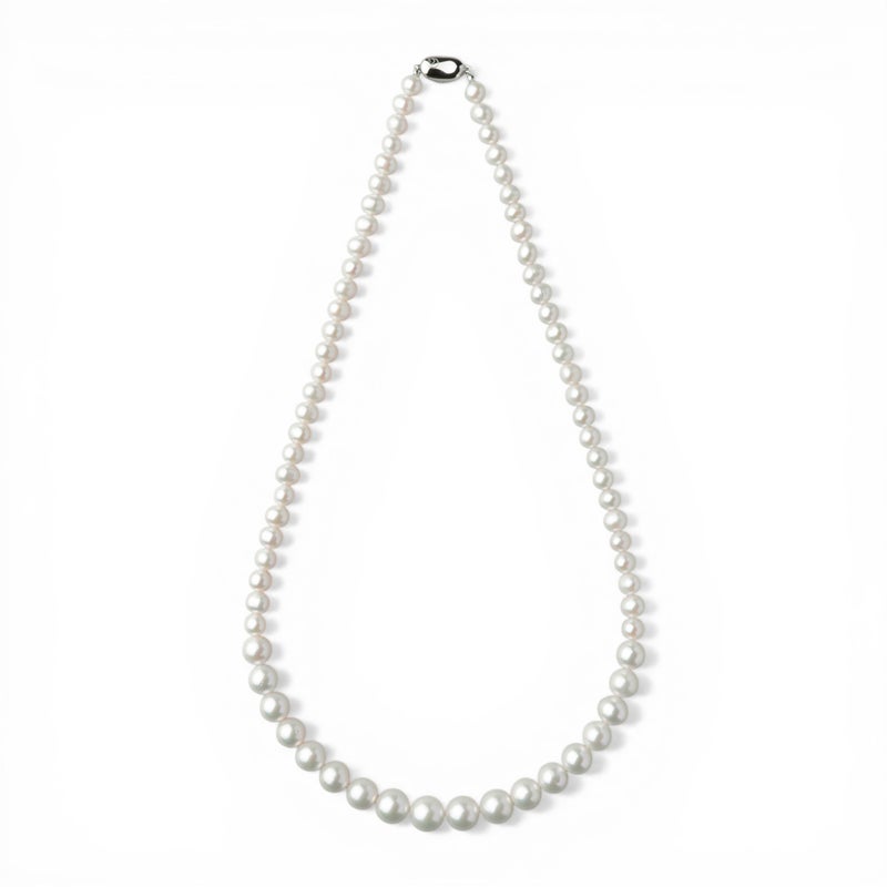 淡水真珠 ロングパールネックレス 60cm マチネーレングス ホワイト系 7.0-11.0mm A～BB～C  ポテト～オーバル ビーンズクラスプ(silver) [n2][60cm ロング][人気 ロングセラー]（フォーマル 入学式 卒業式）