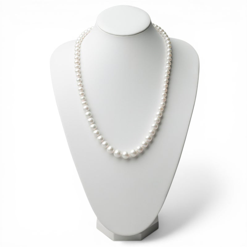 淡水真珠 ロングパールネックレス 60cm マチネーレングス ホワイト系 7.0-11.0mm A～BB～C  ポテト～オーバル ビーンズクラスプ(silver) [n2][60cm ロング][人気 ロングセラー]（フォーマル 入学式 卒業式）