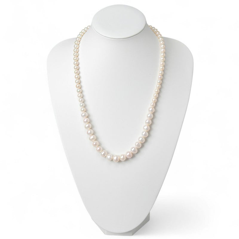 淡水真珠 ロングパールネックレス 60cm マチネーレングス ホワイト系 7.0-11.0mm A～BB～C  ポテト～オーバル ビーンズクラスプ(silver) [n2][60cm ロング][人気 ロングセラー]（フォーマル 入学式 卒業式）