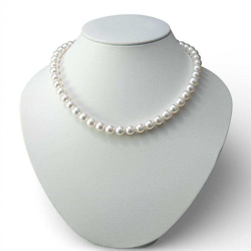 オーロラ花珠真珠 無調色 ネックレス 8.5-9.0mm ホワイト系(ナチュラル) ≪グッドクオリティ花珠≫ AAA 花珠鑑別書付 パールネックレス [n4]（卸直販 還元価格）（真珠ネックレス アコヤ真珠 高品質 本真珠）