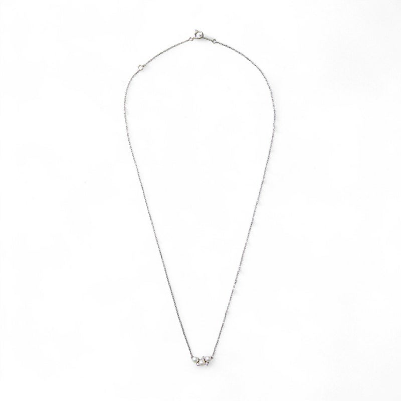 GINGERmirror(2016年秋号)掲載★ K18WG/K18YG ベビーパール×ダイヤ ネックレス ～Petit Claire(プチクレール)～ あこや真珠 3.0-3.5mm 0.03ct 【ご購入特典/クロス付き】 [n2]（プレゼントにおすすめ）6月誕生石