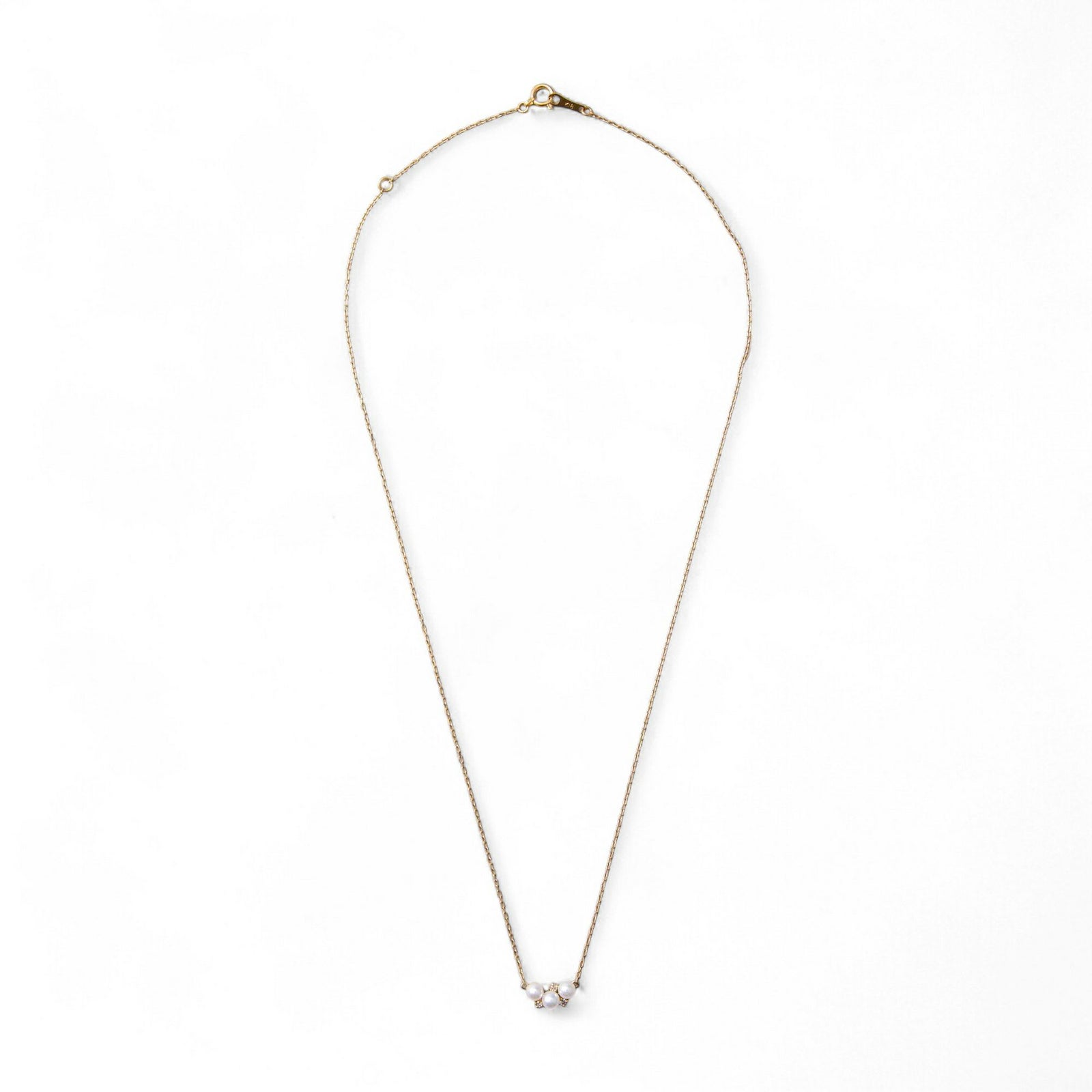 GINGERmirror(2016年秋号)掲載★ K18WG/K18YG ベビーパール×ダイヤ ネックレス ～Petit Claire(プチクレール)～ あこや真珠 3.0-3.5mm 0.03ct 【ご購入特典/クロス付き】 [n2]（プレゼントにおすすめ）6月誕生石